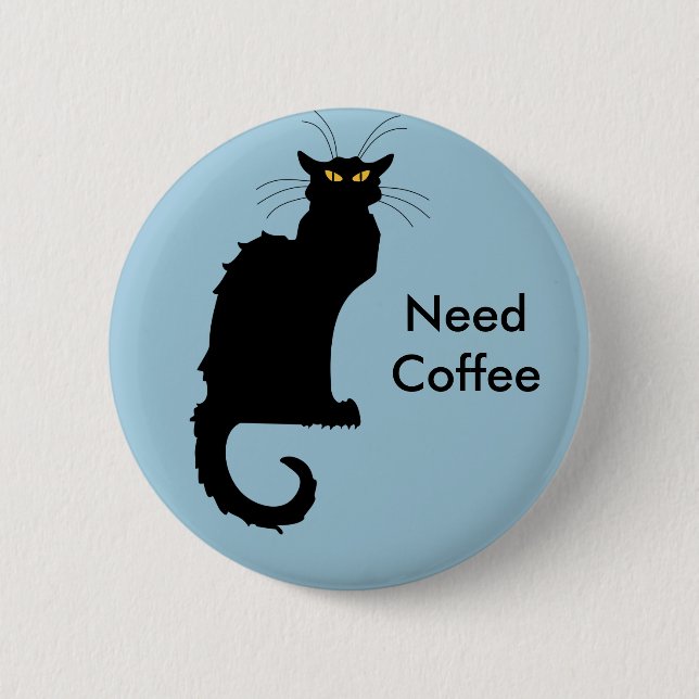Badge Rond 5 Cm Bouton grognon de café du besoin de chat (Devant)