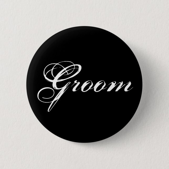 Badge Rond 5 Cm Bouton Groom en noir (Devant)