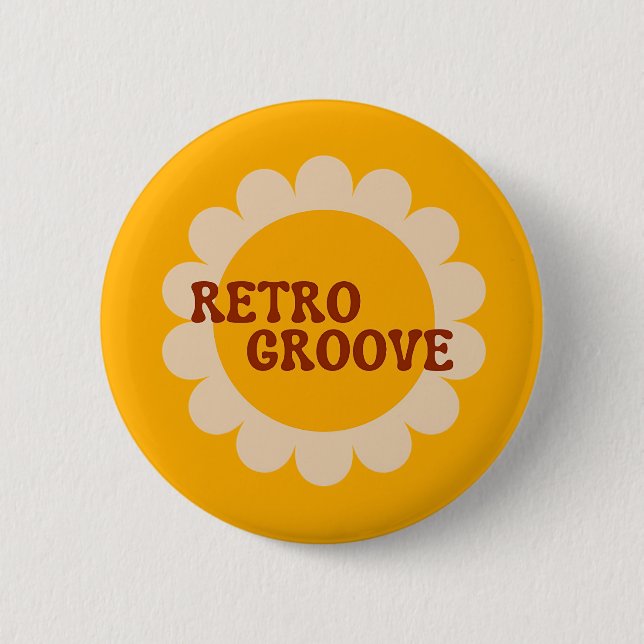 Badge Rond 5 Cm Bouton Groove Rétro (Devant)