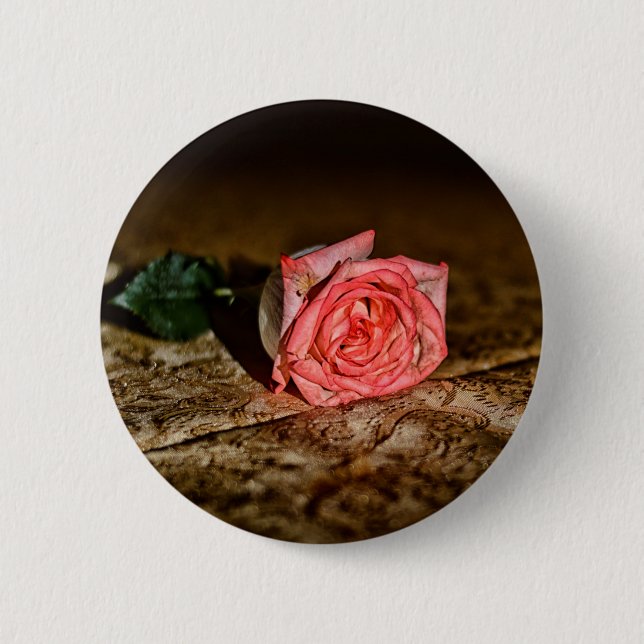 Badge Rond 5 Cm Bouton Gros plan de rose (Devant)