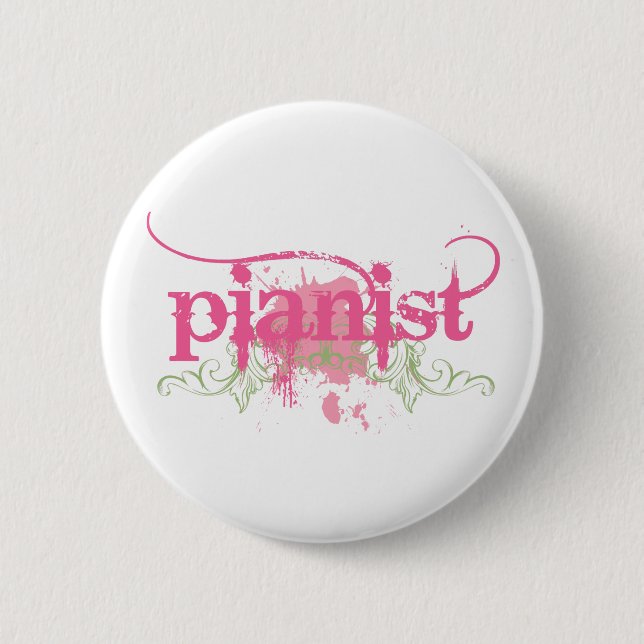 Badge Rond 5 Cm Bouton grunge assez rose de pianiste (Devant)