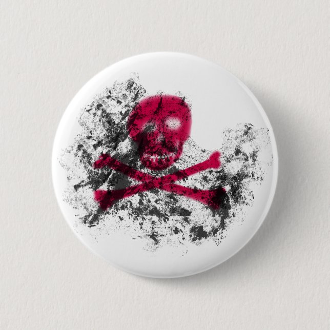 Badge Rond 5 Cm Bouton grunge rose de crâne (Devant)