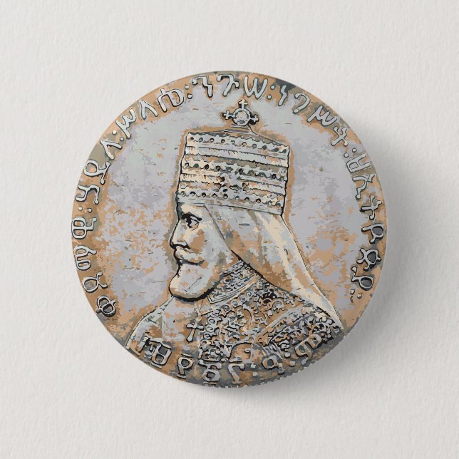Badge Rond 5 Cm Bouton Haile Selassie (Devant)