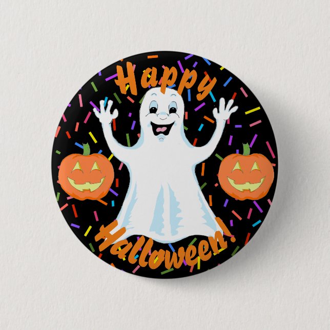 Badge Rond 5 Cm Bouton Halloween Ghost Happy (Devant)