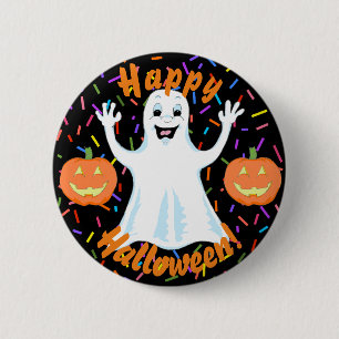 Badge Rond 5 Cm Bouton Halloween Ghost Happy