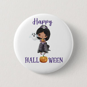 Badge Rond 5 Cm Bouton Halloween heureux Fille princesse Éffrayant