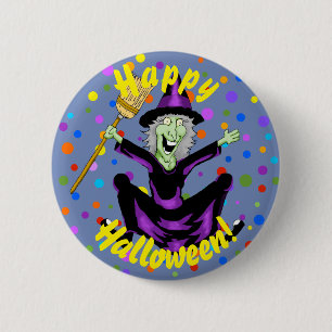 Badge Rond 5 Cm Bouton Halloween sorcière
