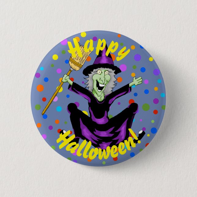 Badge Rond 5 Cm Bouton Halloween sorcière (Devant)