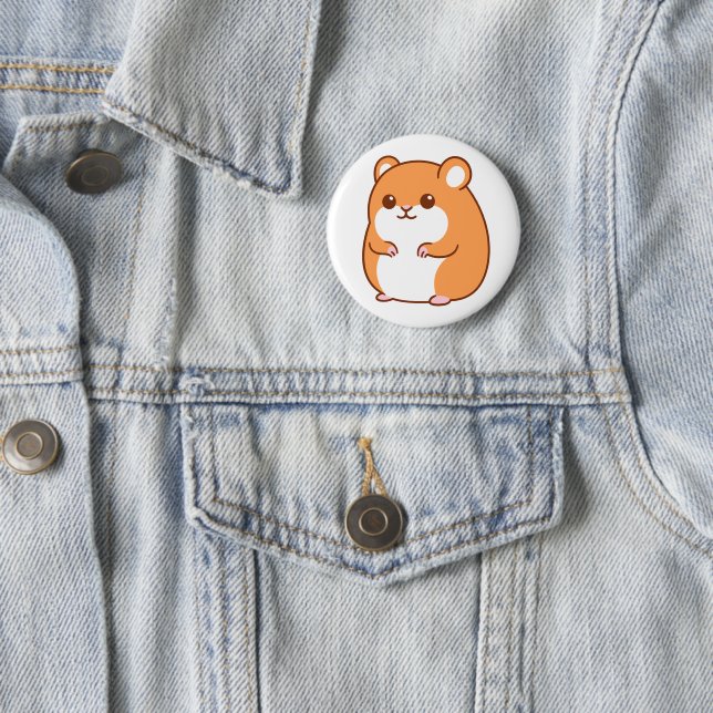 Badge Rond 5 Cm Bouton Happy Hamster (En situation)