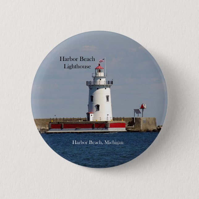 Badge Rond 5 Cm Bouton Harbour Beach Lighthouse (Devant)