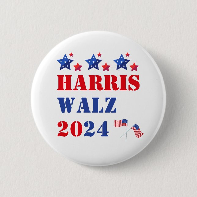 BADGE ROND 5 CM BOUTON HARRIS WALZ 2024 (Devant)