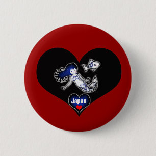 Badge Rond 5 Cm Bouton Heart Japan Mermaid Pinback