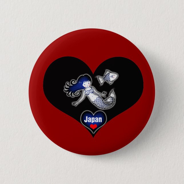 Badge Rond 5 Cm Bouton Heart Japan Mermaid Pinback (Devant)
