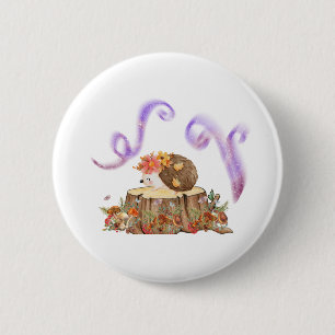 Badge Rond 5 Cm Bouton Hérisson