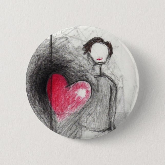 Badge Rond 5 Cm Bouton heureux de coeur (Devant)