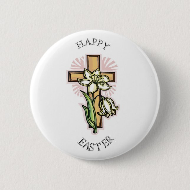 Badge Rond 5 Cm Bouton heureux de Pâques ! (Devant)