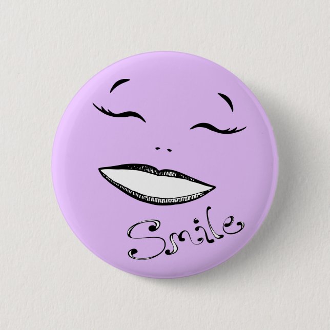 Badge Rond 5 Cm Bouton heureux de sourire dans le rose (Devant)