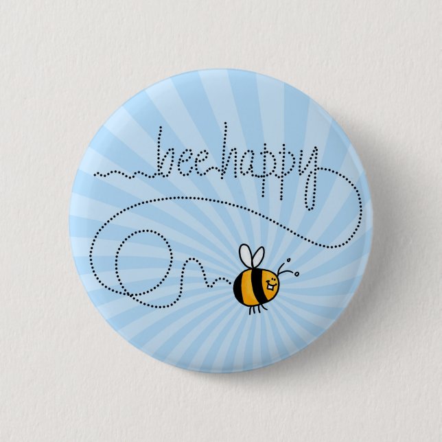 Badge Rond 5 Cm bouton heureux de traînée d'abeille (Devant)