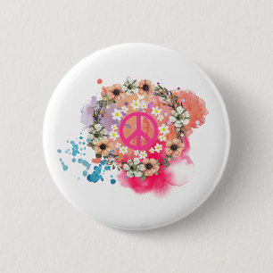 Badge Rond 5 Cm Bouton Hippie