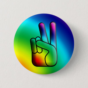 Badge Rond 5 Cm Bouton Hippie - Panneau de signalisation Paix deho