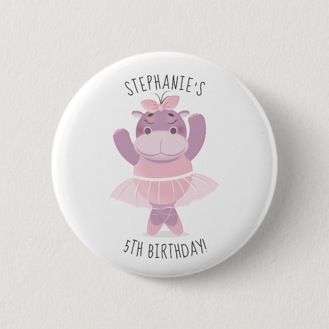 Badge Rond 5 Cm Bouton Hippo Ballerina (Devant)