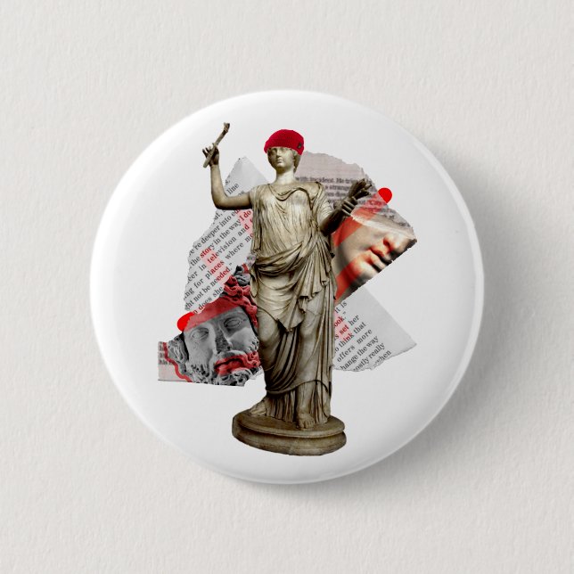 Badge Rond 5 Cm Bouton Hipster Statue (Devant)