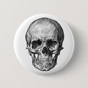 Badge Rond 5 Cm Bouton humain de crâne