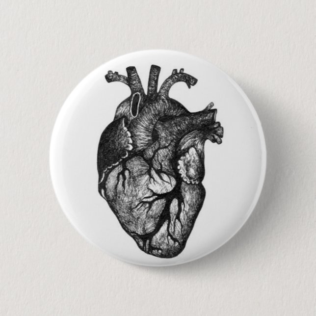Badge Rond 5 Cm Bouton humain de dessin de coeur (Devant)