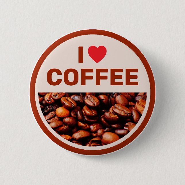 Badge Rond 5 Cm Bouton I Love Coffee™ (Devant)