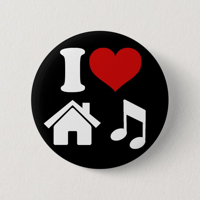 Badge Rond 5 Cm Bouton I Love House Music | Ibiza DJ Dancing Party (Devant)