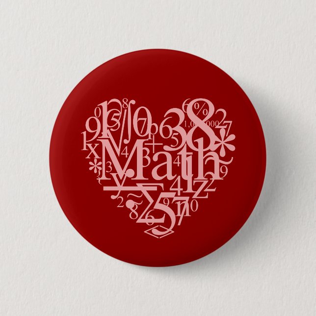 Badge Rond 5 Cm Bouton I Love Math (Devant)