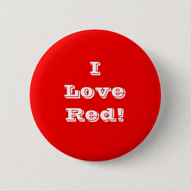 Badge Rond 5 Cm Bouton I Love Red (Devant)