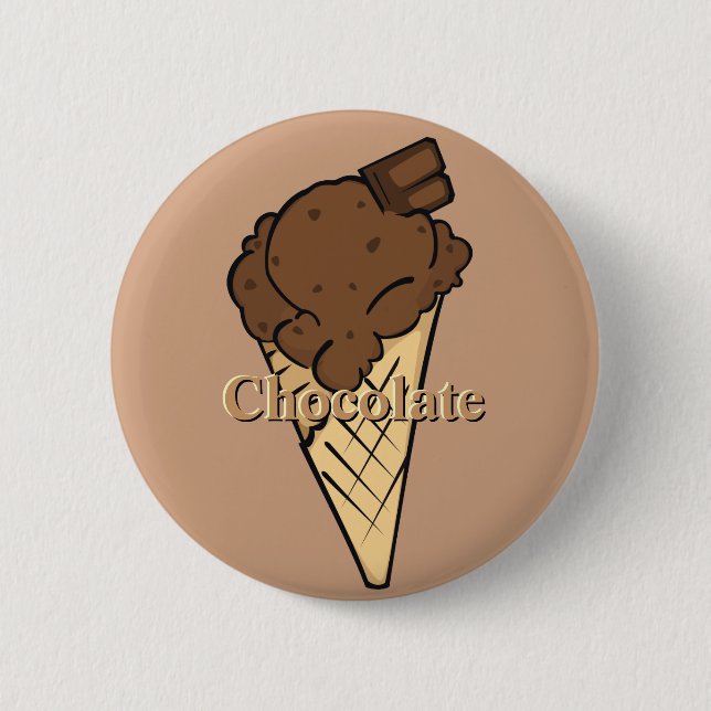 Badge Rond 5 Cm Bouton Icecream chocolat (Devant)