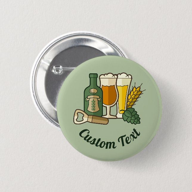 Badge Rond 5 Cm Bouton Icônes de bière (Devant & derrière)