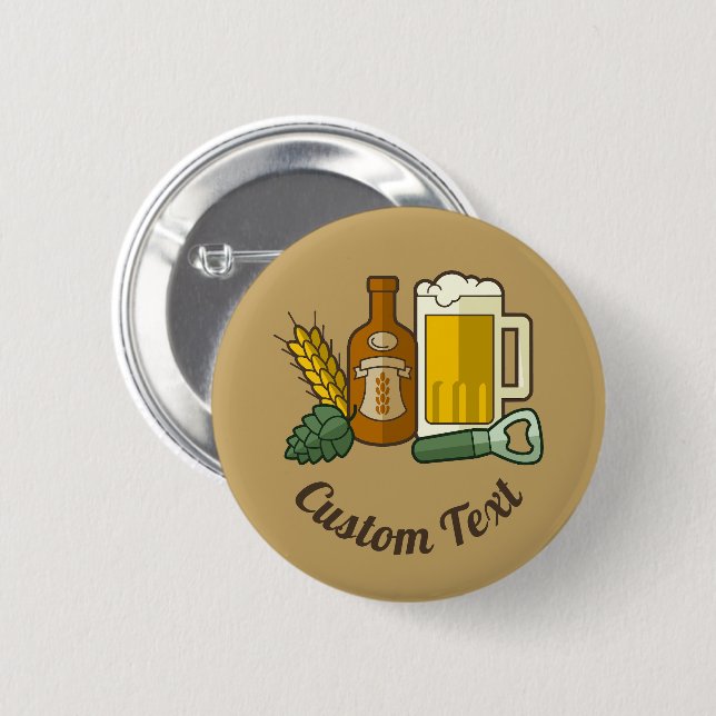 Badge Rond 5 Cm Bouton Icônes de bière (Devant & derrière)