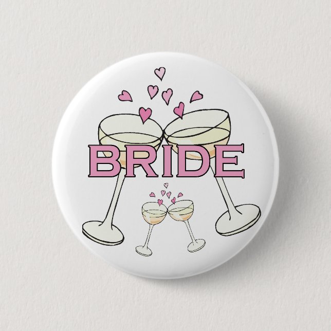 Badge Rond 5 Cm Bouton ID du Mariage de mariée (Devant)