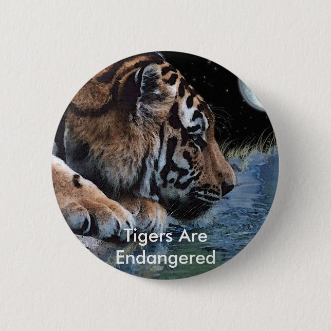 Badge Rond 5 Cm Bouton Imaginaire de tigre (Devant)