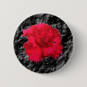 Badge Rond 5 Cm Bouton Imaginaire floral de la carnation rouge