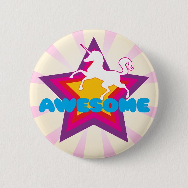 Badge Rond 5 Cm Bouton impressionnant de licorne (Devant)