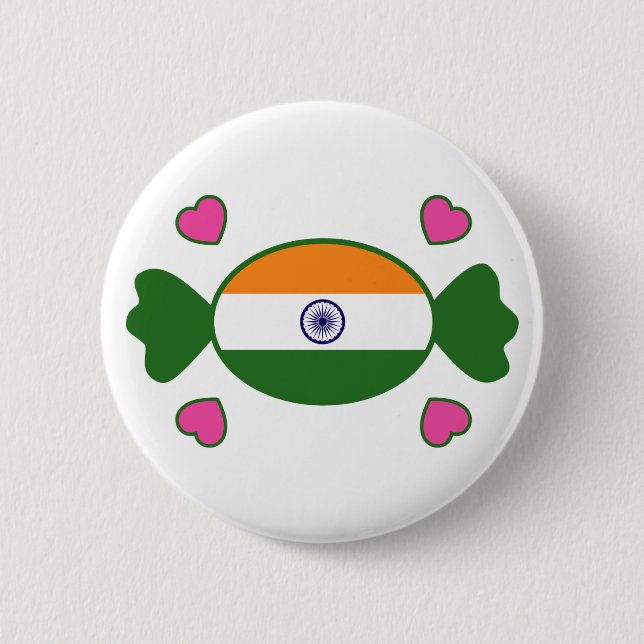 Badge Rond 5 Cm Bouton indien doux (Devant)