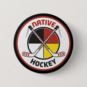 Badge Rond 5 Cm Bouton indigène de fan d'hockey
