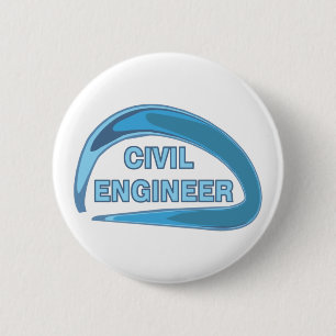 Badge Rond 5 Cm Bouton Ingénieur civil bleu