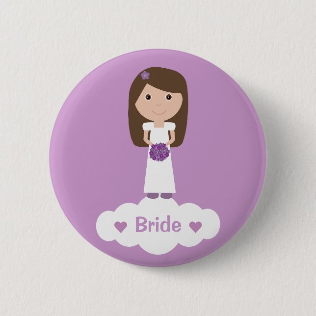 Badge Rond 5 Cm Bouton/insigne lilas de jeune mariée de personnage (Devant)