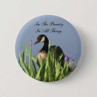 Badge Rond 5 Cm Bouton Inspirationnel de Beauté d'oie du Canada