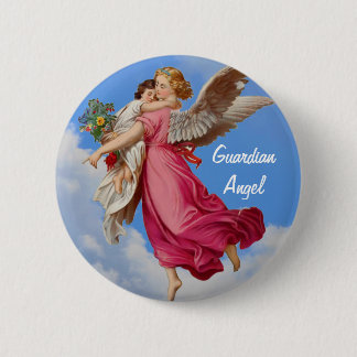 Badge Rond 5 Cm Bouton inspiré d'ange gardien et d'enfant
