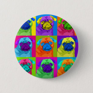 Badge Rond 5 Cm bouton inspiré de carlin