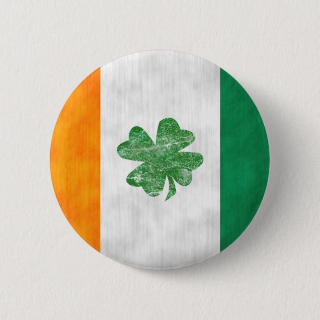 Badge Rond 5 Cm Bouton irlandais de shamrock de drapeau (Devant)