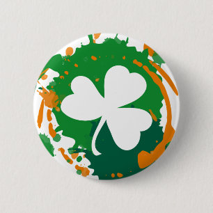 Badge Rond 5 Cm Bouton irlandais de trèfle d'encre