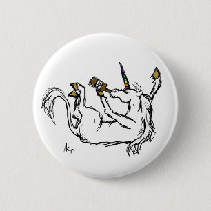 Badge Rond 5 Cm Bouton ivre de licorne