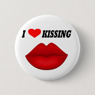 Badge Rond 5 Cm Bouton J'adore Embrasser